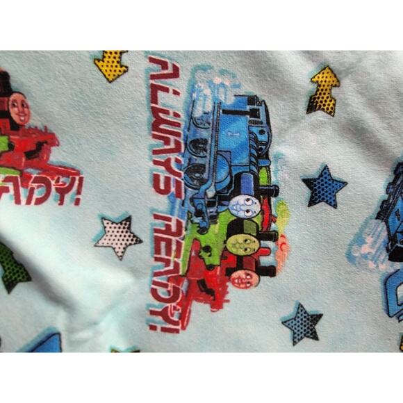 Thomas The Tank Engine Always Ready Light Blue Cotton Flannel Fabric 1 yd 27in - Picture 2 of 6